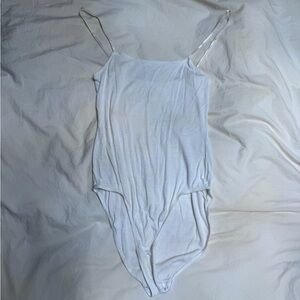 American Apparel Cream Ribbed Spaghetti Strap Tank Bodysuit